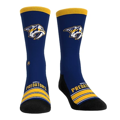 Chaussettes unisexes Rock Em d'équipage à rayures Gametime des Predators de Nashville