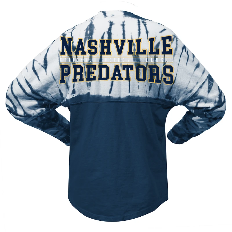 T-shirt unisexe Spirit Jersey marine Nashville Predators Crystal Half Dye à manches longues