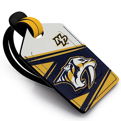 Étiquette de bagage en cuir personnalisée Nashville Predators blanche