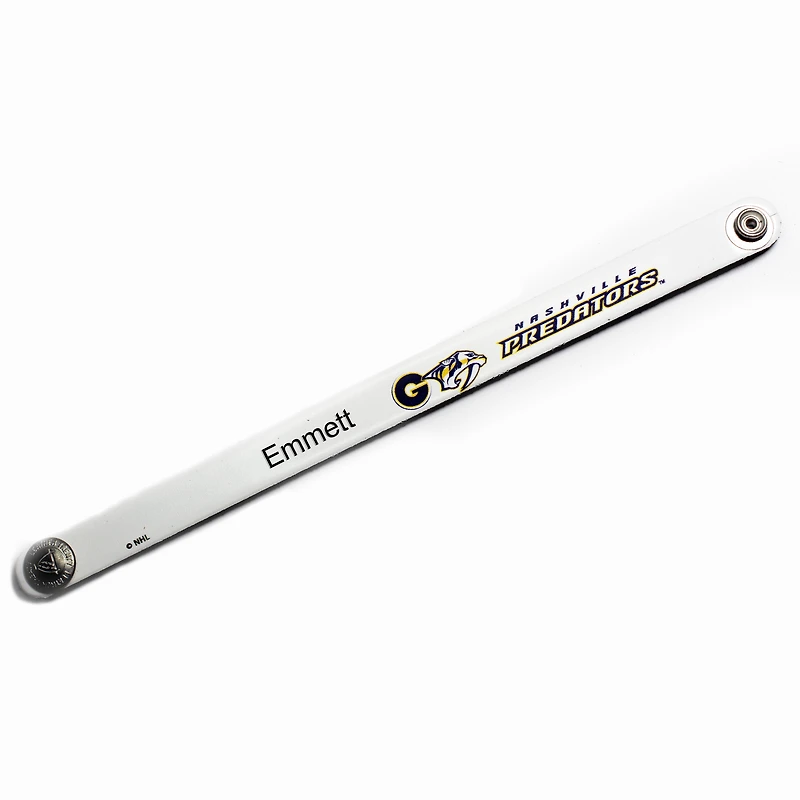 White Nashville Predators Personalized Leather Slim Bracelet