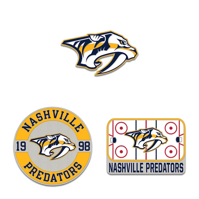 Ensemble de pin de collection WinCraft Nashville Predators en trois pièces