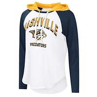 T-shirt à capuche manches longues raglan G-III 4Her par Carl Banks pour femme, blanc, Nashville Predators VIP