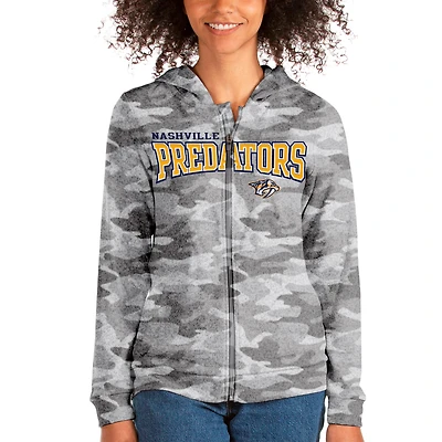 Sweat à capuche zippé intégral Antigua Camo Nashville Predators Team Absolute pour femmes