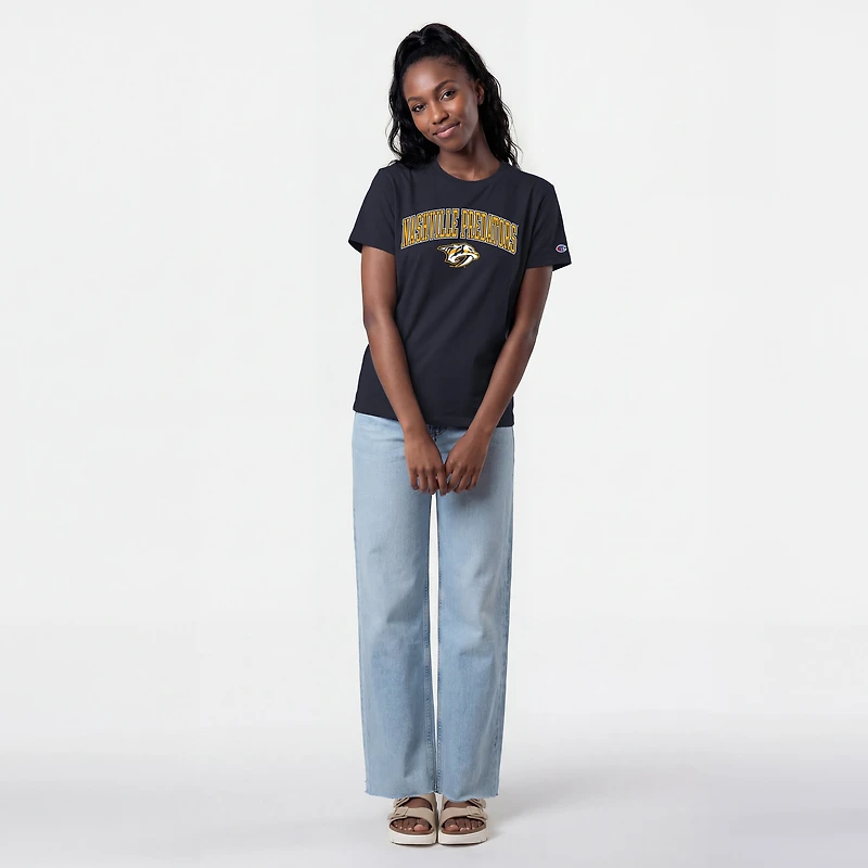 T-shirt Champion Navy Nashville Predators avec logo mascotte Arch