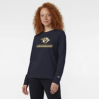 Women's Champion  Navy Nashville Predators Wordmark Lockup Long Sleeve T-Shirt