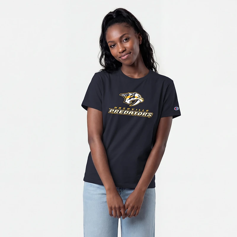 Women's Champion Navy Nashville Predators Wordmark Lockup T-Shirt