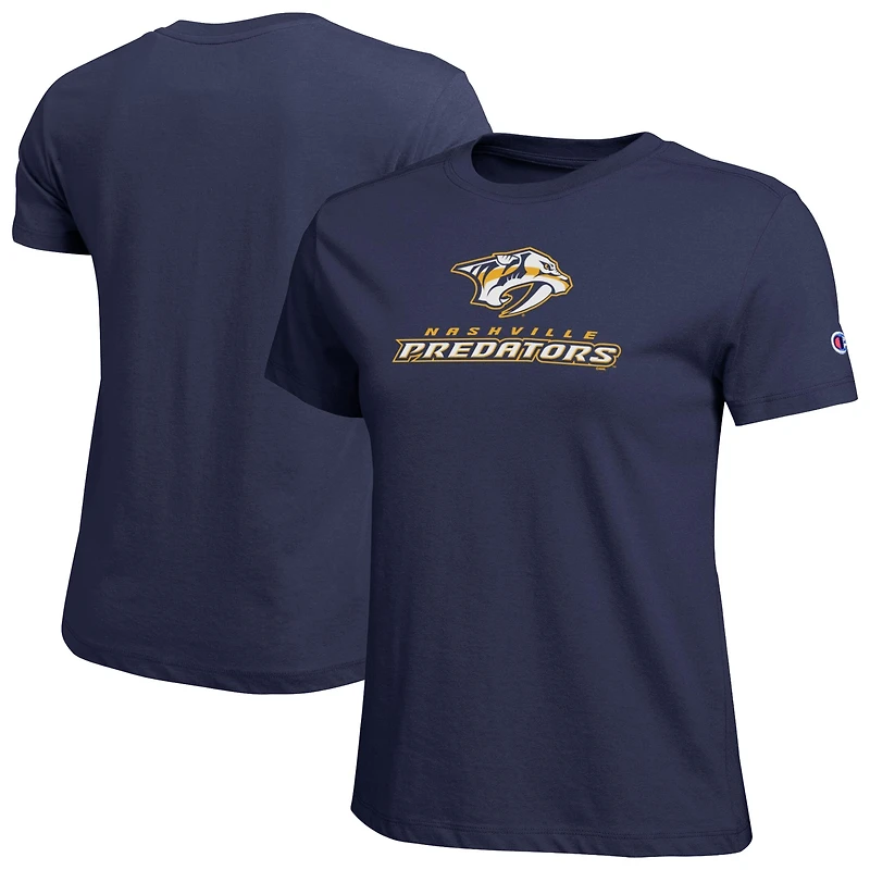 Women's Champion  Navy Nashville Predators Wordmark Lockup T-Shirt
