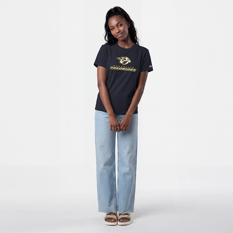 T-shirt Champion Navy Nashville Predators pour femmes avec logo Lockup