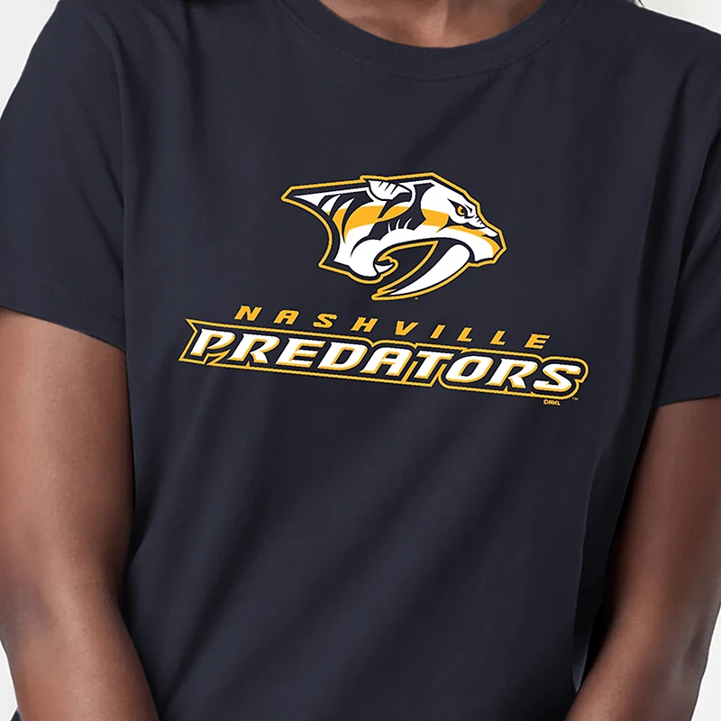 Women's Champion Navy Nashville Predators Wordmark Lockup T-Shirt