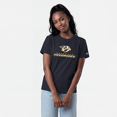Women's Champion  Navy Nashville Predators Wordmark Lockup T-Shirt