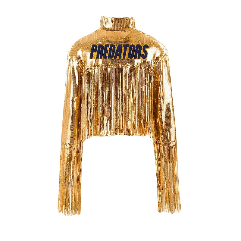 Blazer court à franges et sequins Cuce Gold Nashville Predators pour femme