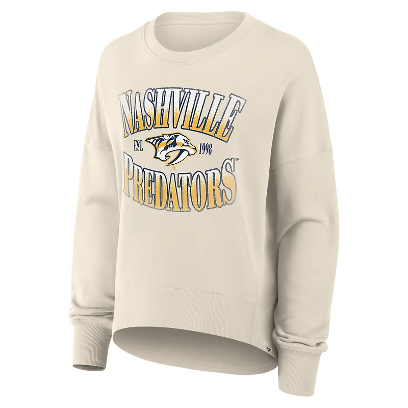 Women's Fanatics Cream Nashville Predators Oversized Slice Pullover Sweatshirt