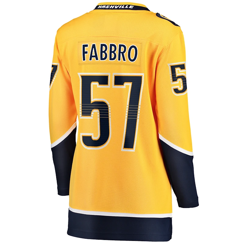 Women's Fanatics Dante Fabbro Gold Nashville Predators Home Breakaway Player Jersey