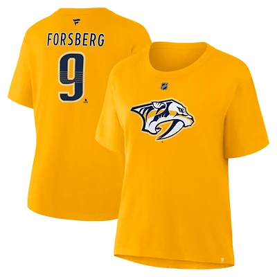 T-shirt femme Fanatics Filip Forsberg Gold Nashville Predators Authentic Stack Name & Number