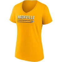 Women's Fanatics Gold/Heathered Gray Nashville Predators 2-Pack V-Neck T-Shirt Set