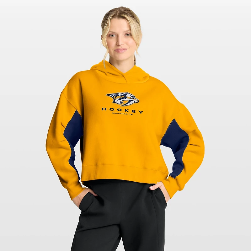 Women's Fanatics Gold Nashville Predators Back Check Boxy Hoodie