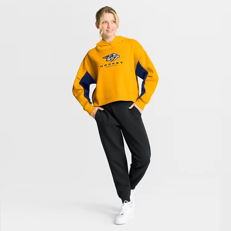 Women's Fanatics Gold Nashville Predators Back Check Boxy Hoodie