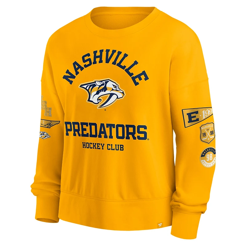 Women's Fanatics Gold Nashville Predators Go Team Pullover Sweatshirt