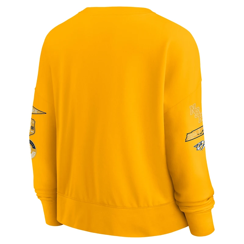 Women's Fanatics Gold Nashville Predators Go Team Pullover Sweatshirt