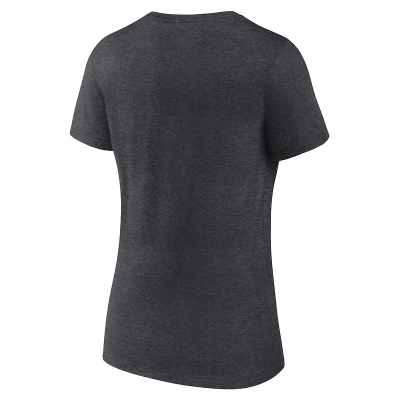 Women's Fanatics Heather Charcoal Nashville Predators Authentic Pro Primary V-Neck T-Shirt