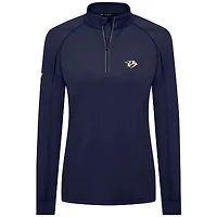 Haut à glissière quart de tour Kinetic Insignia Core Raglan bleu marine pour femme Levelwear Nashville Predators