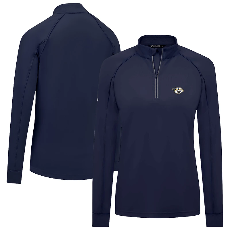Women's Levelwear Navy Nashville Predators Kinetic Insignia Core Raglan Quarter-Zip Top
