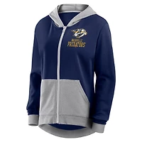 Women's Logo Athletic Navy Nashville Predators Hit It French Terry Full-Zip Hoodie