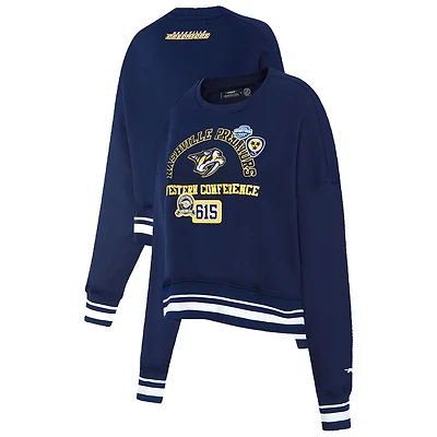 Sweat-shirt court Pro Standard bleu marine pour femme avec code régional Nashville Predators