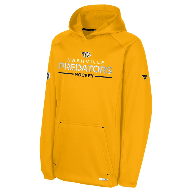 Youth Fanatics Gold Nashville Predators Authentic Pro Rink Raglan Hoodie