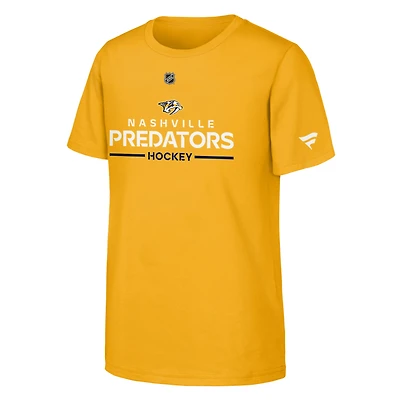 Youth Fanatics Gold Nashville Predators Authentic Pro Wordmark T-Shirt