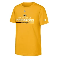Youth Fanatics Gold Nashville Predators Authentic Pro Wordmark T-Shirt