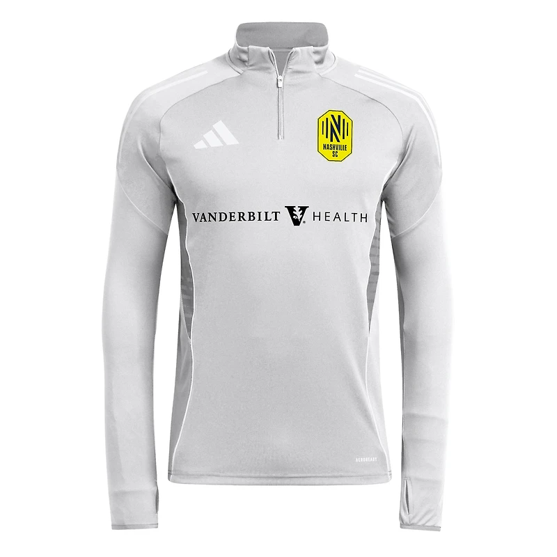 Haut d'entraînement à manches longues et quart de zip adidas Silver Nashville SC 2025 AEROREADY pour homme