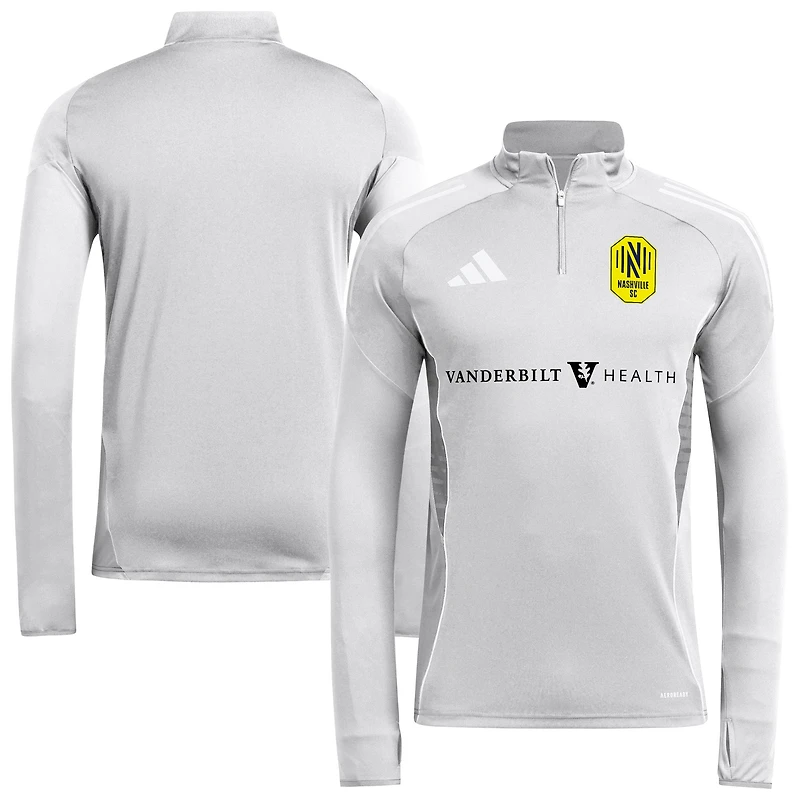 Haut d'entraînement à manches longues et quart de zip adidas Silver Nashville SC 2025 AEROREADY pour homme