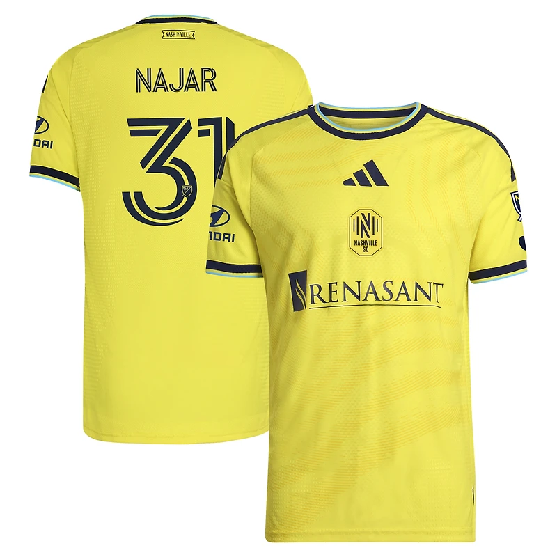 Maillot authentique adidas Andy Najar jaune Nashville SC 2026 The Reverb Kit pour homme