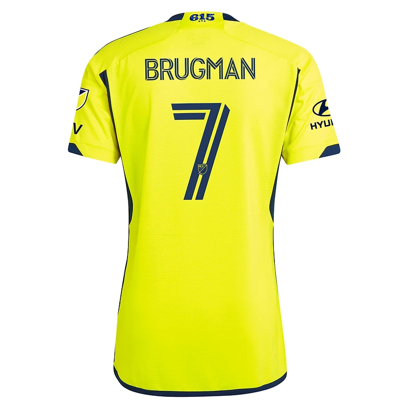 Men's adidas Gastón Brugman Yellow Nashville SC 2024 The 615 Kit Authentic Player Jersey