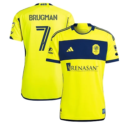Men's adidas Gastón Brugman Yellow Nashville SC 2024 The 615 Kit Authentic Player Jersey