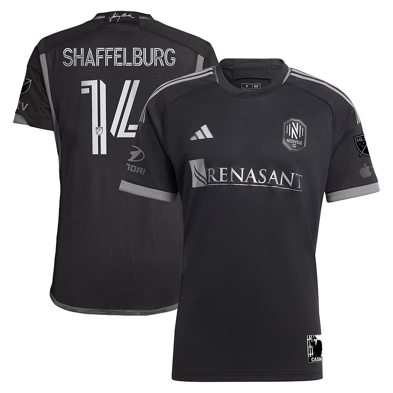 Homme adidas Jacob Shaffelburg Noir Nashville SC 2024 en Kit Maillot de Joueur Authentique