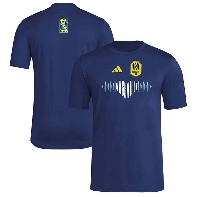 T-shirt adidas bleu marine Nashville SC 2025 Jersey Hook AEROREADY pour homme