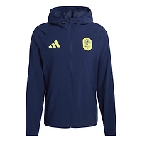 Coupe-vent à capuche zippé adidas Nashville SC Tiro Travel pour homme, bleu marine