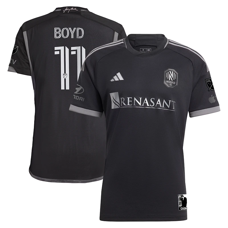 Maillot de joueur authentique pour homme adidas Tyler Boyd noir Nashville SC 2024 avec kit