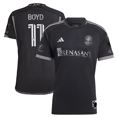 Maillot de joueur authentique pour homme adidas Tyler Boyd noir Nashville SC 2024 avec kit