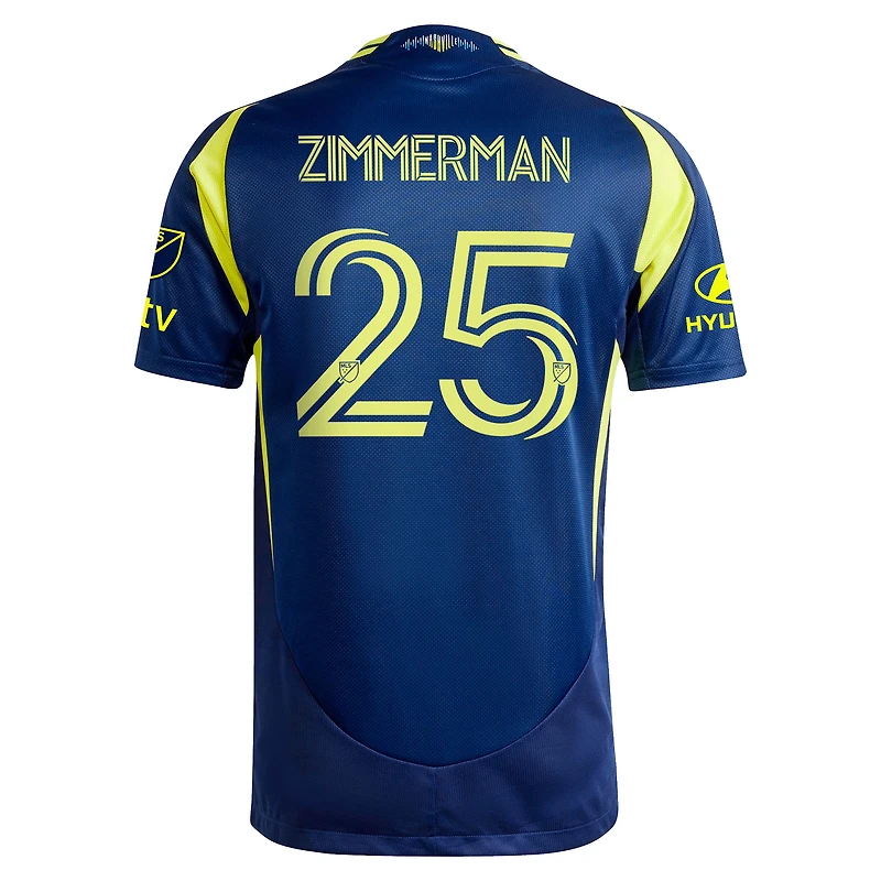 Maillot de joueur authentique adidas Walker Zimmerman bleu marine Nashville SC 2025 The Heart Of Kit pour homme