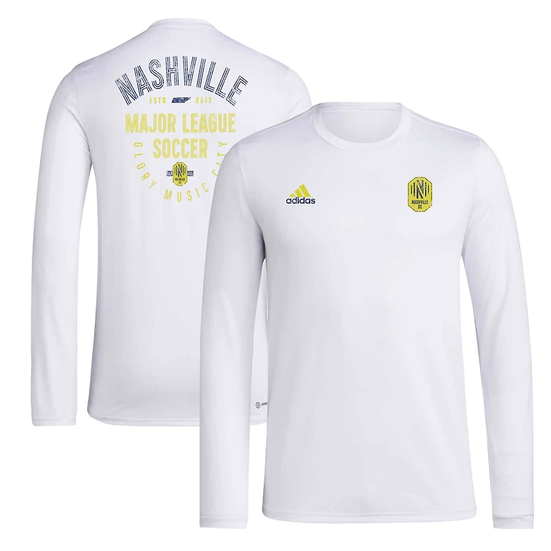 Men's adidas White Nashville SC Local Stoic Long Sleeve T-Shirt