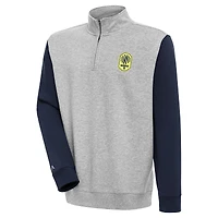 Pull à col rond et fermeture éclair quart de tour Nashville SC Victory pour homme, gris chiné/bleu marine