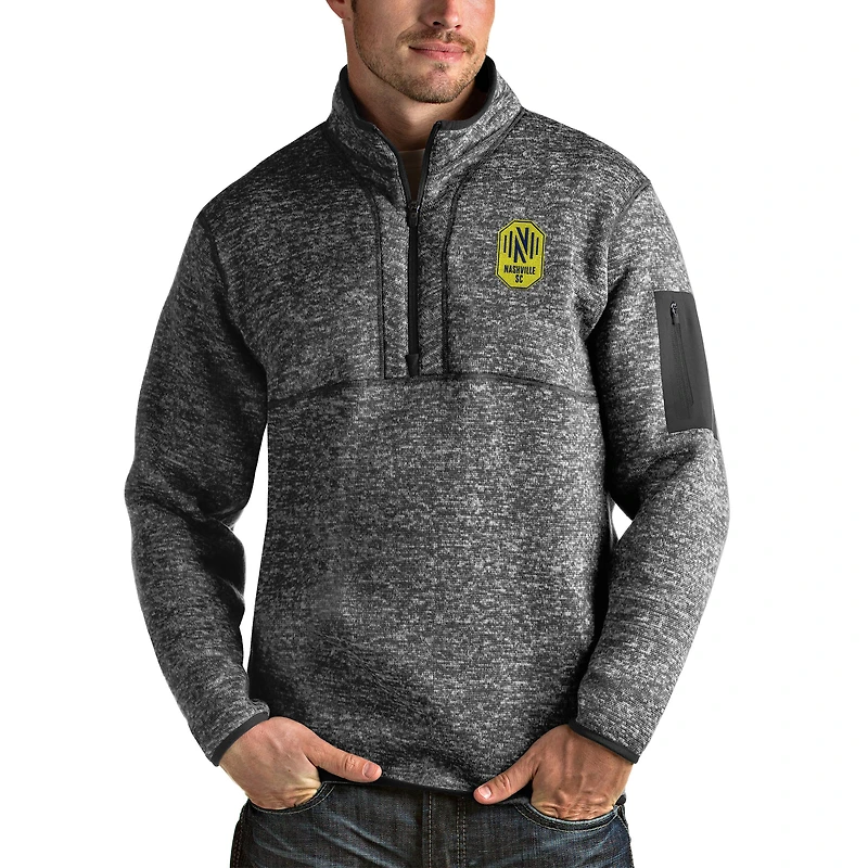 Veste à enfiler quart de zip Antigua gris chiné Nashville SC Fortune pour homme