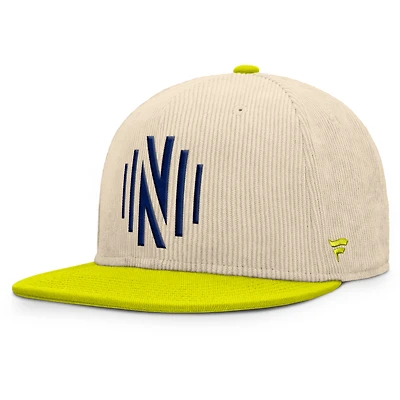 Casquette snapback en velours côtelé Nashville SC Tempo pour homme, couleur crème Fanatics