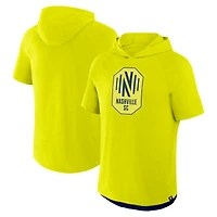 Men's Fanatics Yellow Nashville SC Hat Trick Stadium Slub Raglan Short Sleeve Pullover Hoodie