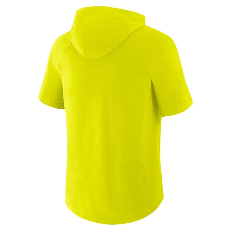 Men's Fanatics Yellow Nashville SC Hat Trick Stadium Slub Raglan Short Sleeve Pullover Hoodie