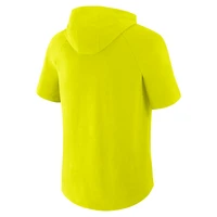 Men's Fanatics Yellow Nashville SC Hat Trick Stadium Slub Raglan Short Sleeve Pullover Hoodie