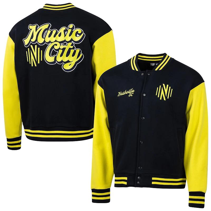 Men's Navy Nashville SC Fast Break Varsity Full-Snap Jacket